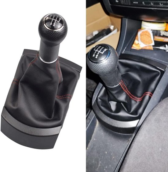 R5 Speed Manual Shift Shift Knob Cover with Dust Cover for Seat Ibiza 2002-2010 (Red Line)