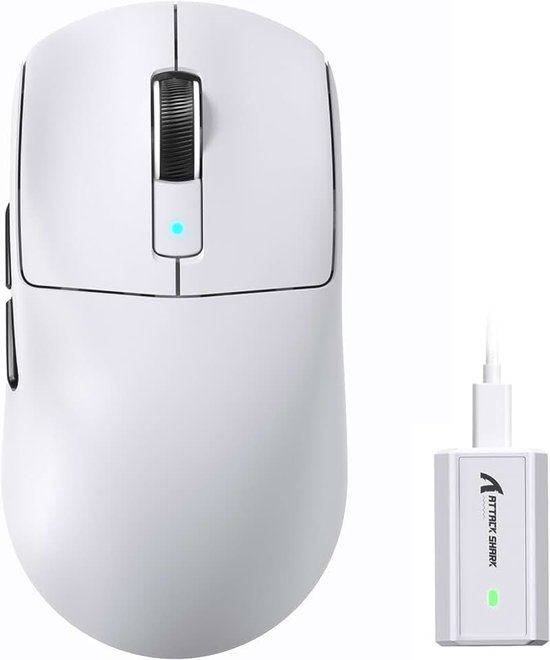 R6 draadloze 8KHz gamingmuis, SUPERLIGHT 42g, Nordic 52840 MCU, PixArt PAW3950MAX gamingsensor, BT/2.4G / bedraad, 6 instelbare DPI tot 42000, 250mAh oplaadbare batterij, pc/Mac (wit)