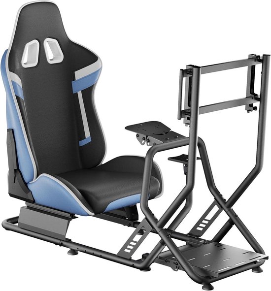 Race Cockpit - Simulatie Standaard - Gaming Simulatie - Verstelbare Zithoek - 136 cm Breed - Zwart Blauw