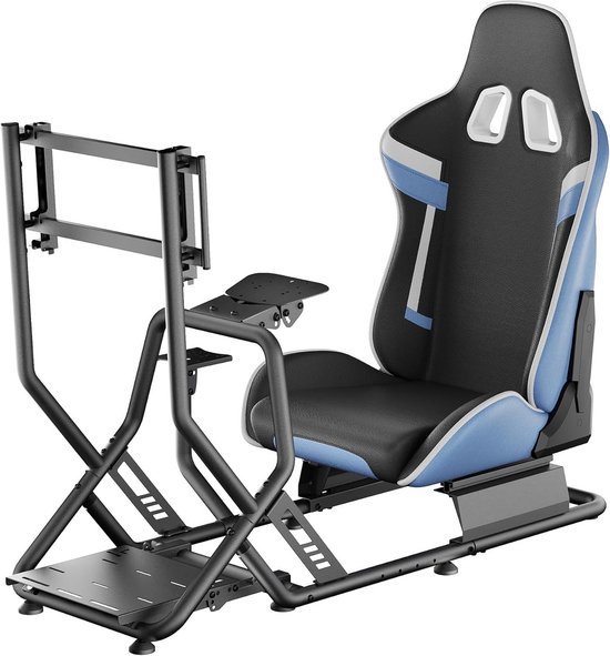 Race Cockpit - Simulatoren Standaard - Race Simulatie - Verstelbare Hoeken - Ergonomisch Ontwerp - Zwart Blauw
