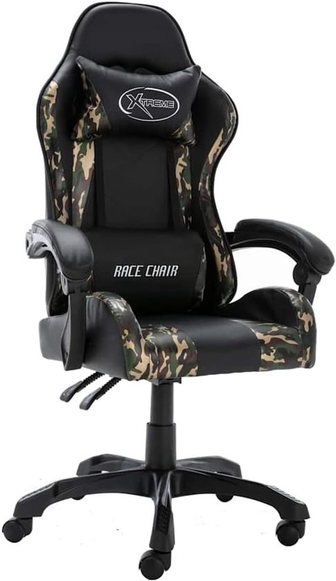 Race Gamestoel - Comfortabele Bureaustoel - Gaming en Werk - Verstelbare Rugleuning - 165 Kilogram - Zwart Camouflage van Merkloos