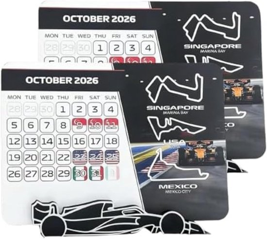Race Kalender - Motorsport Planner - Evenementen Bijhouden - Met Standaard - 18 x 14 cm