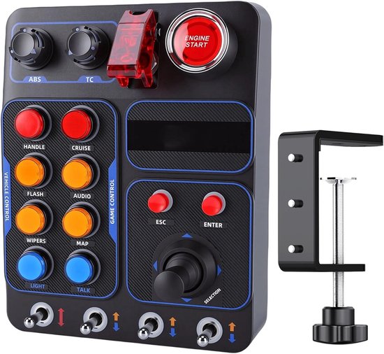 Race Knoppenkast - Simulator Bediening - Virtuele Races - 30 Programmeerbare Knoppen - 18.4 x 14.4 x 7.8 cm - Zwart van Merkloos