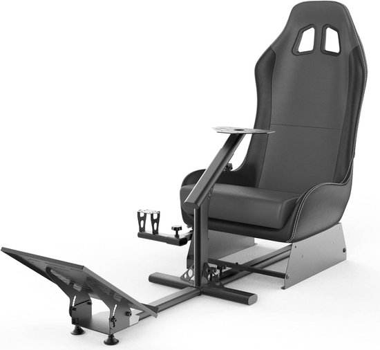 Race Stoel Cockpit - Gaming Seat - Sim Racing - Volledig Verstelbaar Frame - Tot 2.5m Lengte - Zwart Grijs