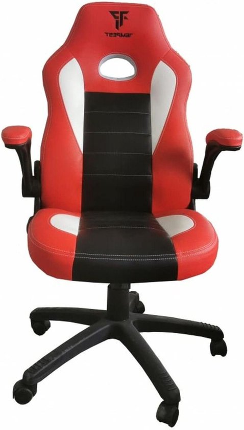 Race Zetel - Comfortabele Stoel - Langdurig Zitten - Verstelbare Armleuningen - 81 x 60 x 28.5 cm - Zwart Rood
