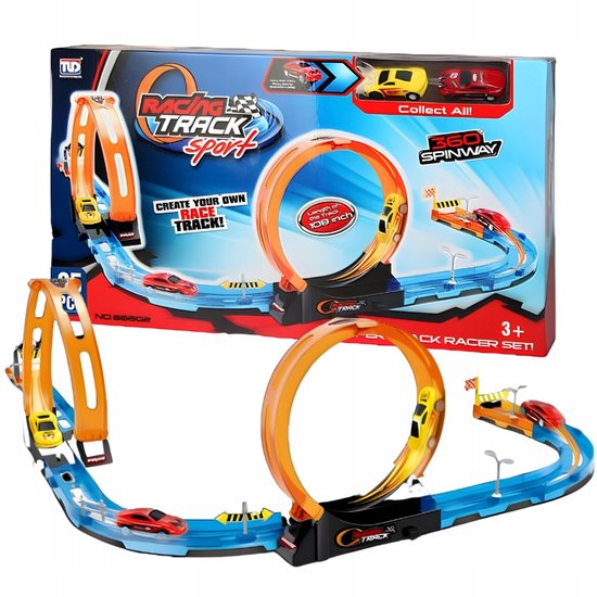 Racebaan met 2 Pull Back Auto's - 275cm van Toi-Toys.
