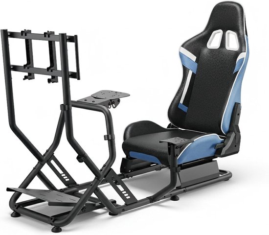 Racestoel cockpit - Sim race stoel - Race simulatie - Volledig verstelbaar - 136 x 71 x 108 cm - Zwart