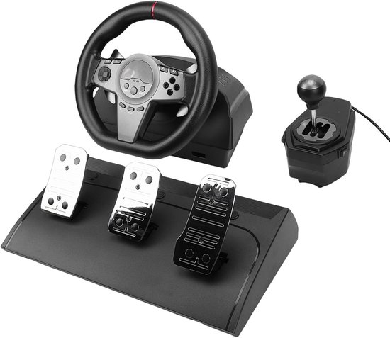 Racestuur Set - Simulatie Stuur - Computerraces - Lineaire Inductiepedalen - 270 Graden van Merkloos