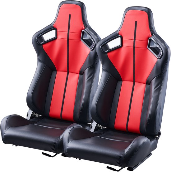 Racezitjes, set van 2, verstelbare liggende cockpit, zeer elastisch schuimrubber, PVC-leer, Q235B-schuif voor raceauto's en skelters van Merkloos