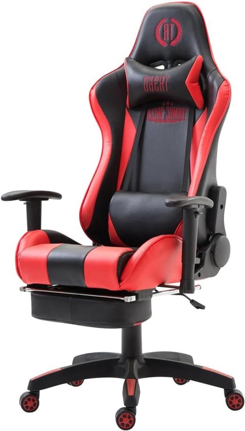 Racing bureaustoel - Gaming stoel - Comfortabel Zitten - Verstelbare Rugleuning - 142 cm hoog - Zwart Rood