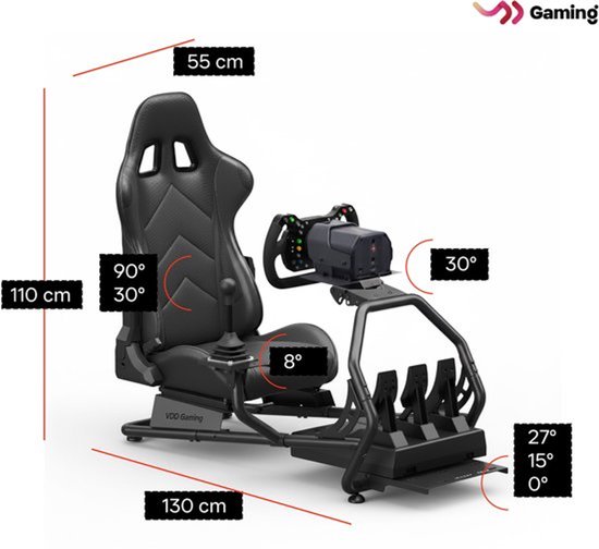 Racing Cockpit Simulator - Zwart - Gaming Stoel - Verstelbaar - Stevig Staal - Voor Race Simulatie