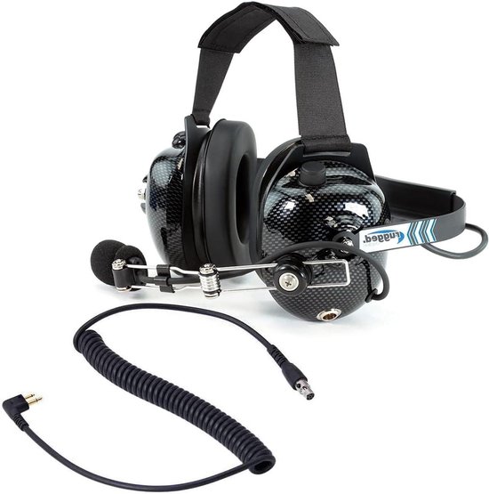 Racing Headset - Motorola Radio Headset - Communicatie Tijdens Races - 24dB Gehoorbescherming - Koolstofvezel Stijl - Zwart