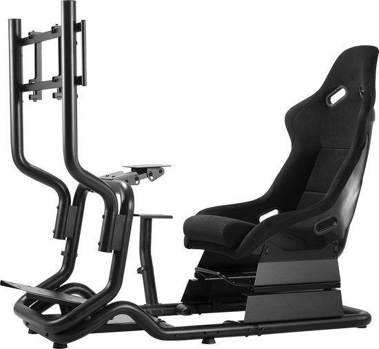 Racing Simulator - playseat - Racestoel - Cockpit 3 in 1 Speelstoel tot 130kg - Versnellingspookhouder Stuurstandaard TV-beugel tot 50" Max. Vesa 400x200 ...