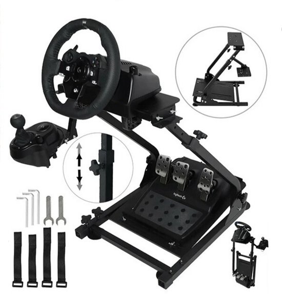 Racing Simulator - Racing Wheel - Pedaal - Racen - Gaming - Volledig Verstelbaar - Opvouwbaar & Compact - Antislipbescherming - Zwart