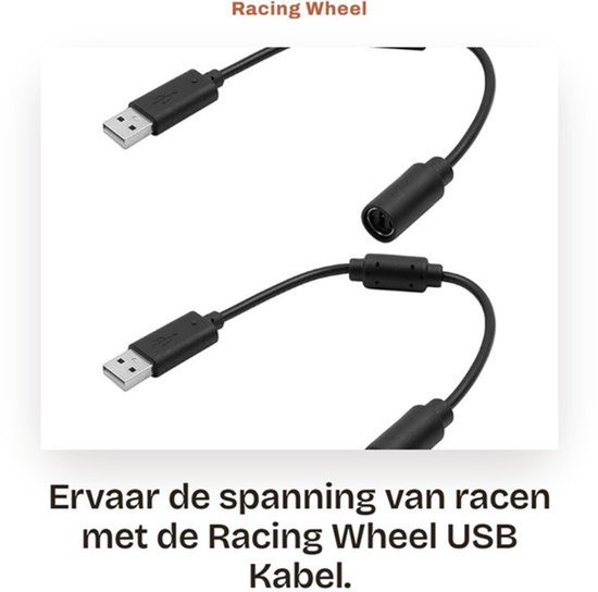 Racing Wheel USB Kabel - Ideaal voor Gamers - 22 cm Lengte - Verbreekbare Kabel - Voor een Indrukwekkende Racervaring - Geschikt voor PC...