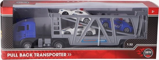 Rapid Wheels Die-Cast Pull-Back Transporter + 3 Voertuigen 1:32 van Rapid Wheels
