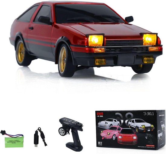 RC Drift Auto - Afstandsbestuurbare Racewagen - Drift Races - Ingebouwde Gyroscoop - Schaal 1:18 - Rood van Merkloos