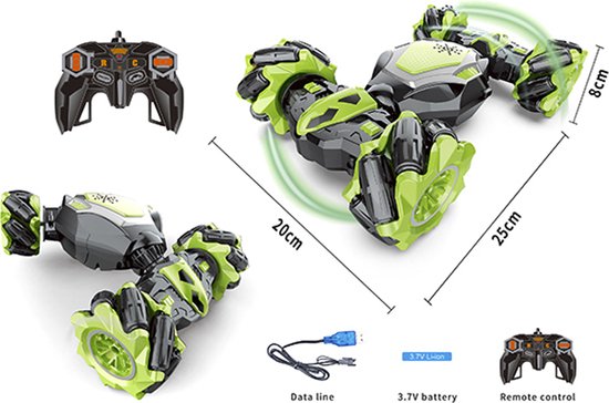 RC Stunt Twisted Car 4WD 2.4GHz - dubbelzijdig transformer auto - LED lichtjes en Muziek van Merkloos
