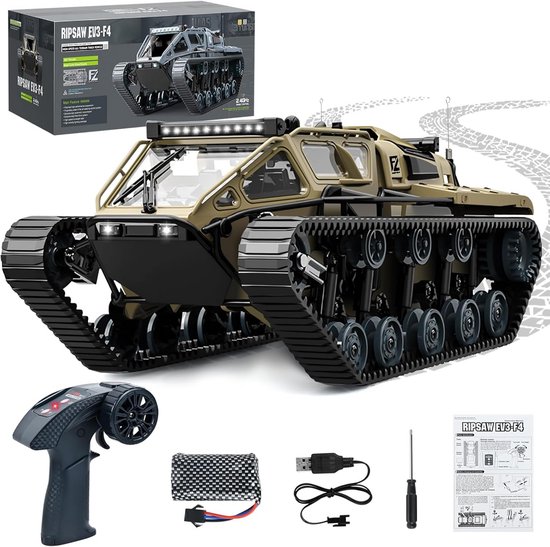 RC Tank 1:16 met Afstandsbediening, 2.4 GHz, 360° Rotatie en Verlichting van Merkloos