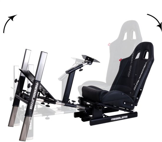 REBBLERS® PRO Premium Racing Cockpit - Race Simulator + Vloermat - Verstelbaar van Formula naar GT/Rally - Zwart van Rebblers