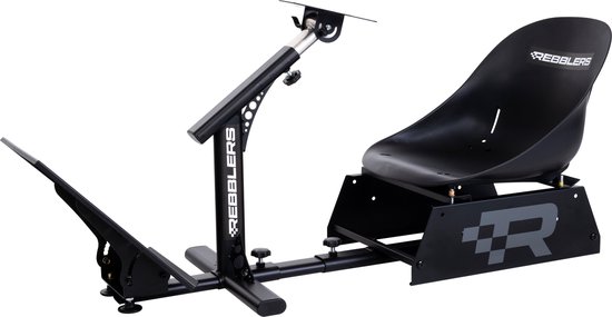 REBBLERS® Rookie Racestoel Junior - Gaming Cockpit simulator - zwarte kuip racestoel - voor Rallyracing, Formula races en andere racegames - incl. vloermat