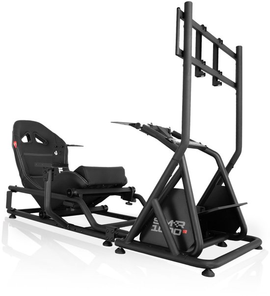 REBBLERS® SIMR 1000GM Sim Racing Cockpit + Gearshift Holder + TV Standaard - Verstelbare Racestoel van Formula naar GT/Rally - Race Simulator - Zwart van Merkloos
