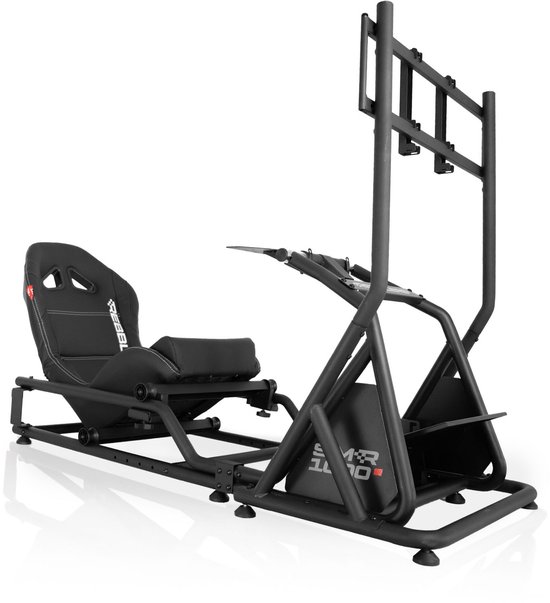 REBBLERS® SIMR 1000M Sim Racing Cockpit + TV Standaard - Verstelbare Racestoel van Formula naar GT/Rally - Race Simulator - Zwart van Merkloos
