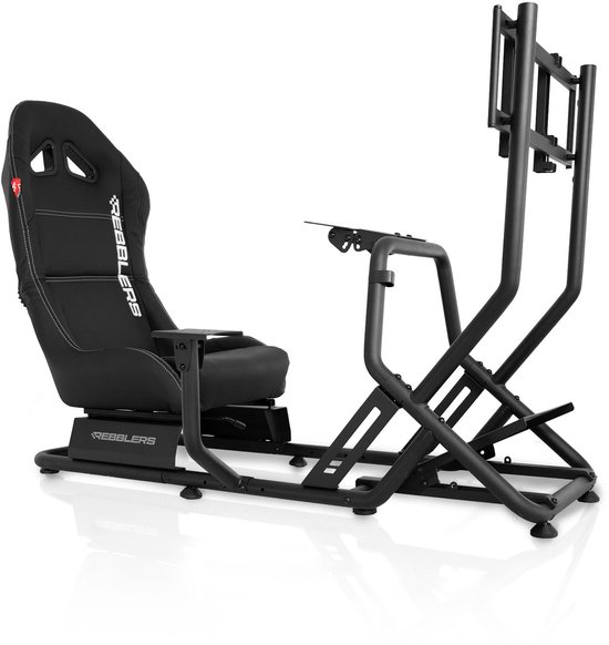 REBBLERS® SIMR 300GM Sim Racing Cockpit + Gearshift Holder + Monitor Mount - Racestoel - Volledig Verstelbaar - Zwart van Merkloos