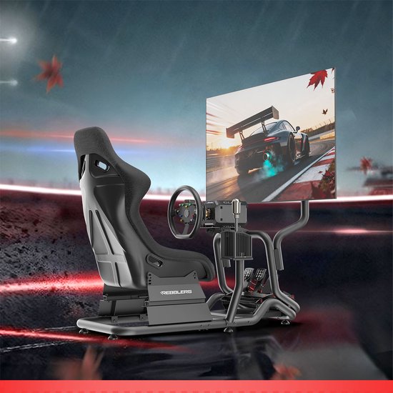 REBBLERS® SIMR 600 Sim Racing Cockpit - Racestoel - Fiberglass Kuipstoel - Volledig Verstelbaar - Zwart