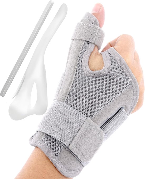 Rechts en links, ergonomische duimspalk rechts en links, duimzadelgewricht bandage met 2 spalkjes voor ultrasterke ondersteuning, duimbandage voor dames en heren