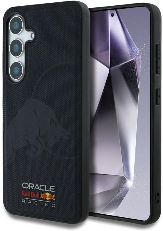 Red Bull Hoesje Van Leer Met Mesh-Design En Reliëf Van De Stier Voor Samsung Galaxy S25, Geschikt Voor Magsafe.