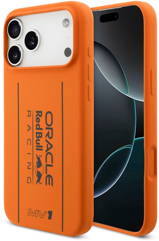 Red Bull Racing Back Cover Case - iPhone 17 Pro Max - Oranje - Schokabsorberend - Big Vertical Logo van Red Bull Racing