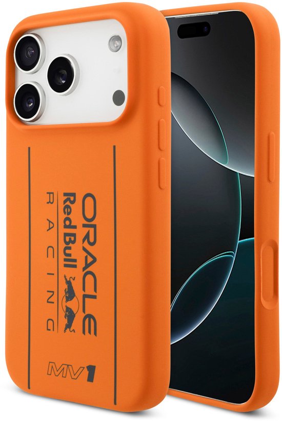 Red Bull Racing Back Cover Case - iPhone 17 Pro - Oranje - Schokabsorberend - Liquid Silicone van Red Bull Racing