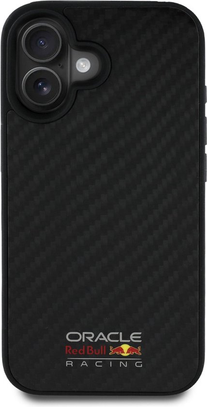 Red Bull Racing iPhone 16 Backcover hoesje Magsafe - Carbon Fiber - Shiny logo - Zwart van Red Bull Racing