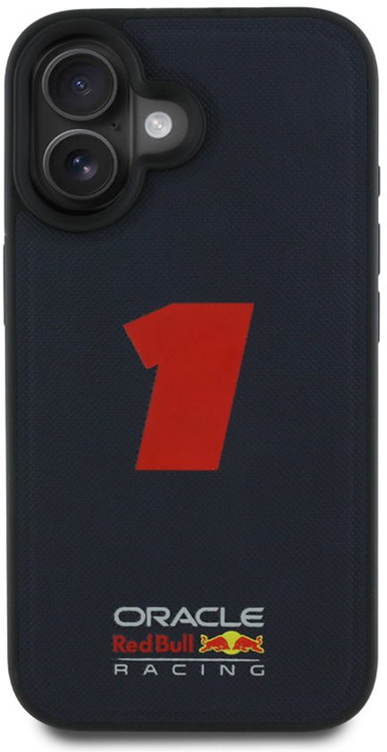 Red Bull Racing iPhone 16 Backcover hoesje Magsafe Meshed - 3D Rubber Number 1 - Navy van Red Bull Racing