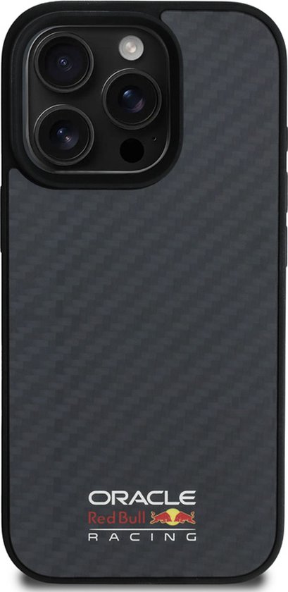 Red Bull Racing iPhone 16 Pro Backcover hoesje Magsafe - Carbon Fiber - Shiny logo - Zwart van Red Bull Racing