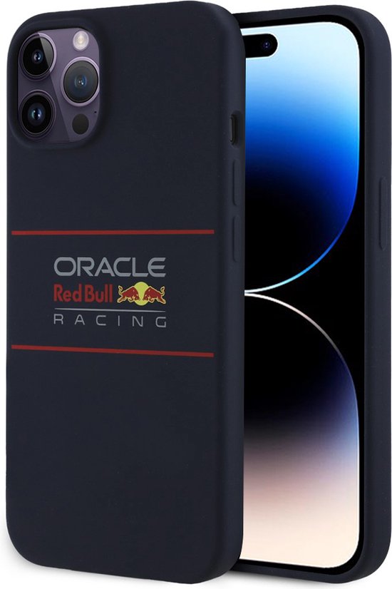 Red Bull Racing Silicone Oversize Horizontal Logo Back Cover hoesje met MagSafe voor Apple iPhone 14 Pro - Donkerblauw van Red Bull Racing