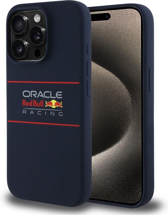 Red Bull Racing Silicone Oversize Horizontal Logo Back Cover hoesje met MagSafe voor Apple iPhone 15 Pro Max - Donkerblauw van Red Bull Racing