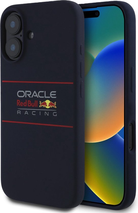 Red Bull Racing Silicone Oversize Horizontal Logo Back Cover hoesje met MagSafe voor Apple iPhone 16 Plus - Donkerblauw van Merkloos