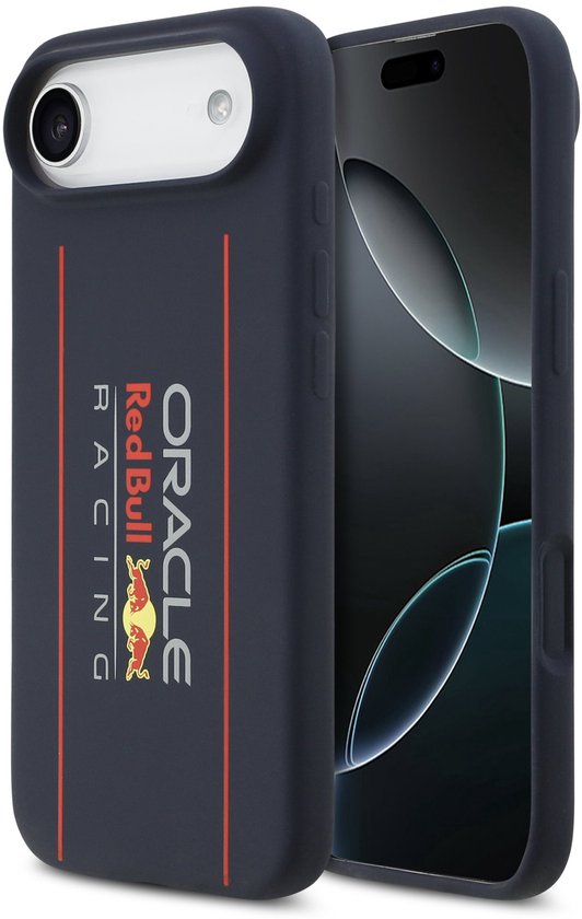 Red Bull Racing Silicone Oversize Vertical Logo Back Cover hoesje met MagSafe voor Apple iPhone Air - Donkerblauw van Merkloos