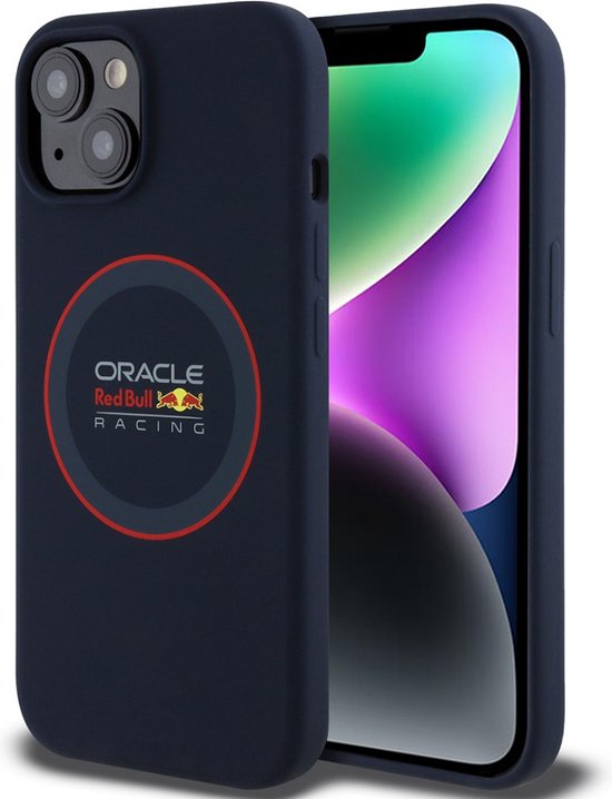 Red Bull Racing Silicone Red Ring Back Cover hoesje met MagSafe voor Apple iPhone 14 - Donkerblauw van Red Bull Racing