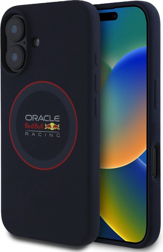 Red Bull Racing Silicone Red Ring Back Cover hoesje met MagSafe voor Apple iPhone 16 - Donkerblauw van Red Bull Racing