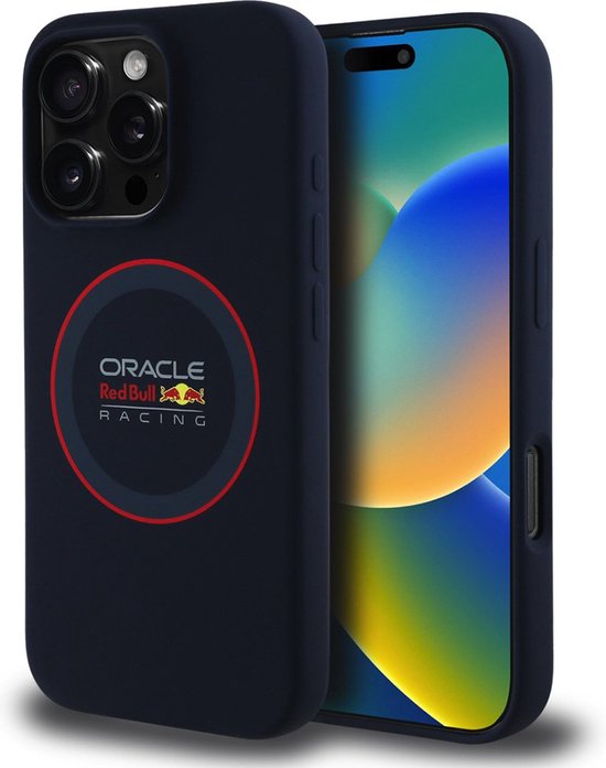 Red Bull Racing Silicone Red Ring Back Cover hoesje met MagSafe voor Apple iPhone 16 Pro - Donkerblauw van Red Bull Racing