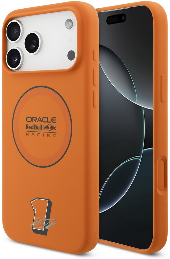 Red Bull Racing Silicone Red Ring Back Cover hoesje met MagSafe voor Apple iPhone 17 Pro Max - Oranje van Merkloos