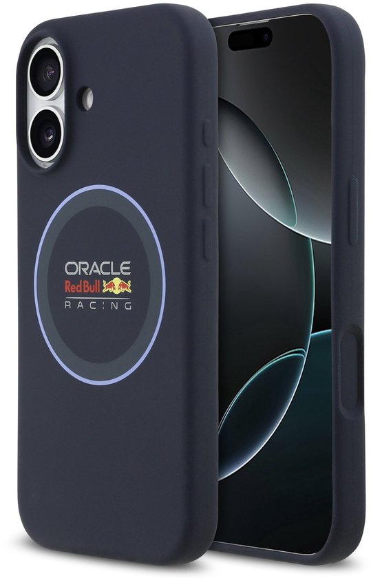 Red Bull Siliconen Hoesje Geschikt voor iPhone 17 – Navy – MagSafe Compatibel – Blue Ring Design – Schokbestendig van Merkloos
