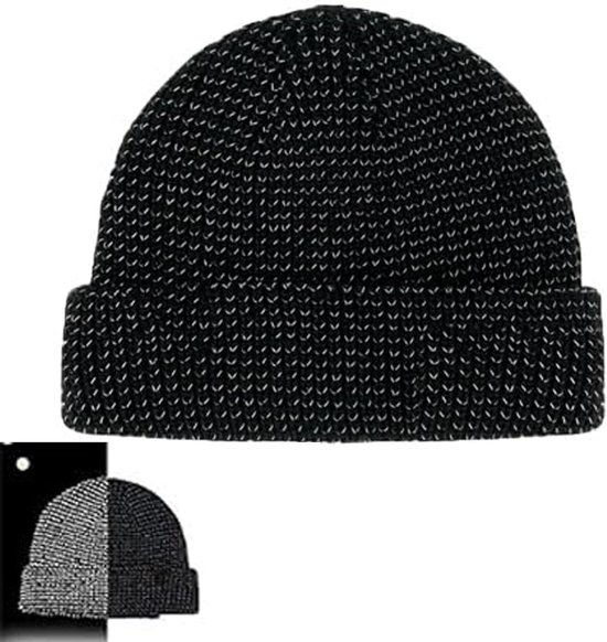 Reflecterende Winter Beanie Hoed voor Mannen en Vrouwen - Thermische Hoed en Pet - Warme Reflecterende Explorer Fleece Beanie - Zwart - Geschenkidee van Merkloos