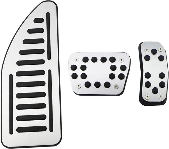 Rem Pedaal Cover - Gas Rem Pedaal - Auto Interieur - Roestvrij Staal - Set van 3 - Zilver