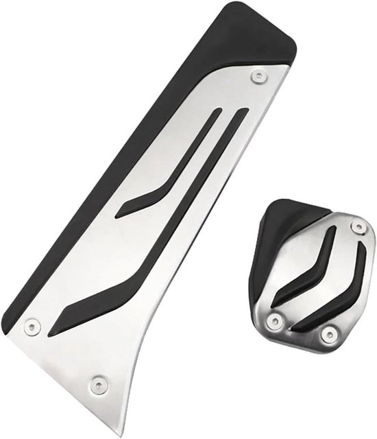 Rempedaal Covers - Gaspedaalhoezen Antislip - Verbeterde Rijveiligheid - Antislip Rubber Strips - Set van 2 - Zilver Zwart