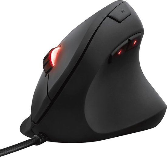Rexx Verticale Bedrade Gaming Muis, 10K DPI Optische Sensor, Zwart