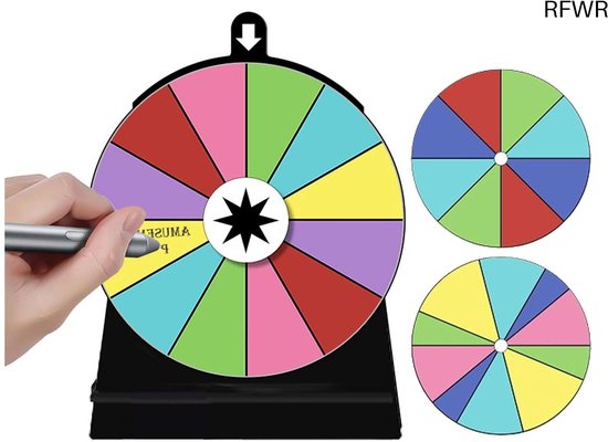 RFWR® Draaiwiel voor Prijzen met 12 Vakjes en Standaard – Eenvoudig en Ruimtebesparend Spelontwerp van Merkloos
